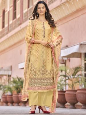 Yellow digital print art silk salwar 1