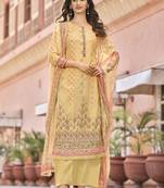 Yellow digital print art silk salwar