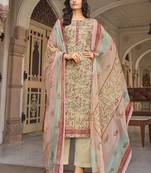 Beige digital print art silk salwar