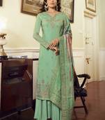 Green embroidered satin salwar