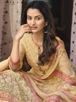 Yellow digital print art silk salwar 2
