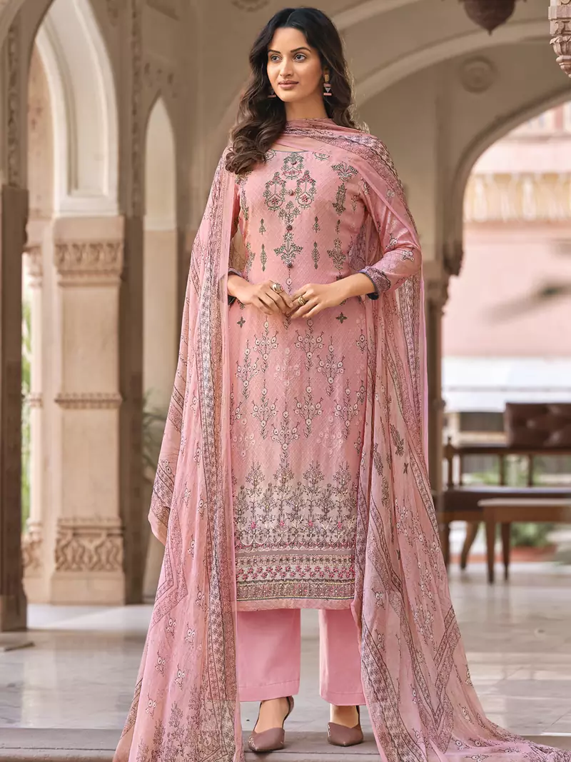 Pink digital print art silk salwar