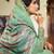 Green embroidered satin salwar