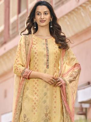 Yellow digital print art silk salwar 3