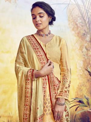 Yellow embroidered art silk salwar 2