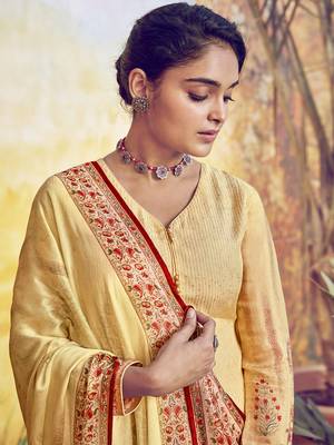 Yellow embroidered art silk salwar 3