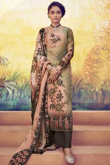 Multicolor embroidered art silk salwar