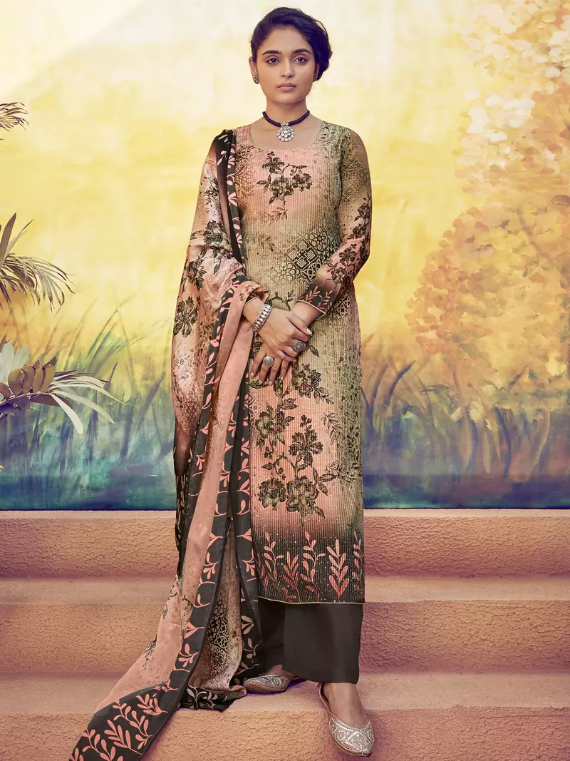 Multicolor embroidered art silk salwar