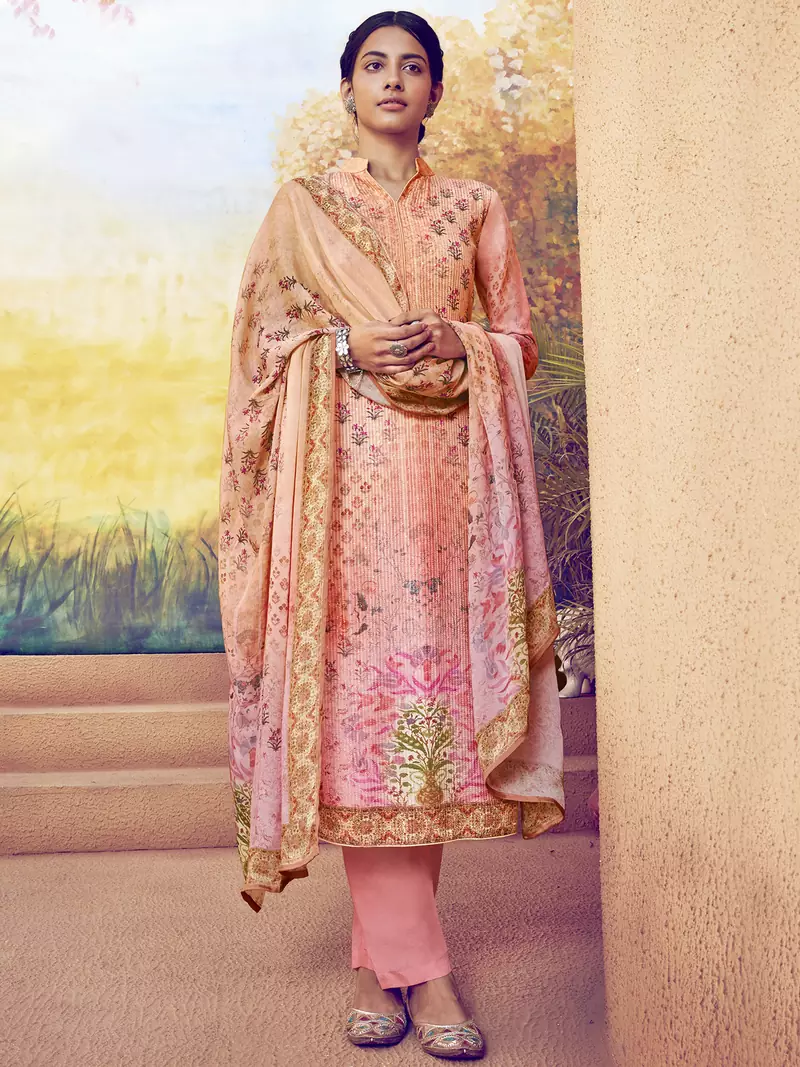 Pink embroidered art silk salwar