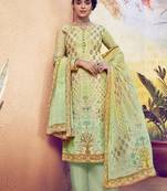 Green embroidered art silk salwar