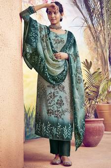 Green embroidered art silk salwar