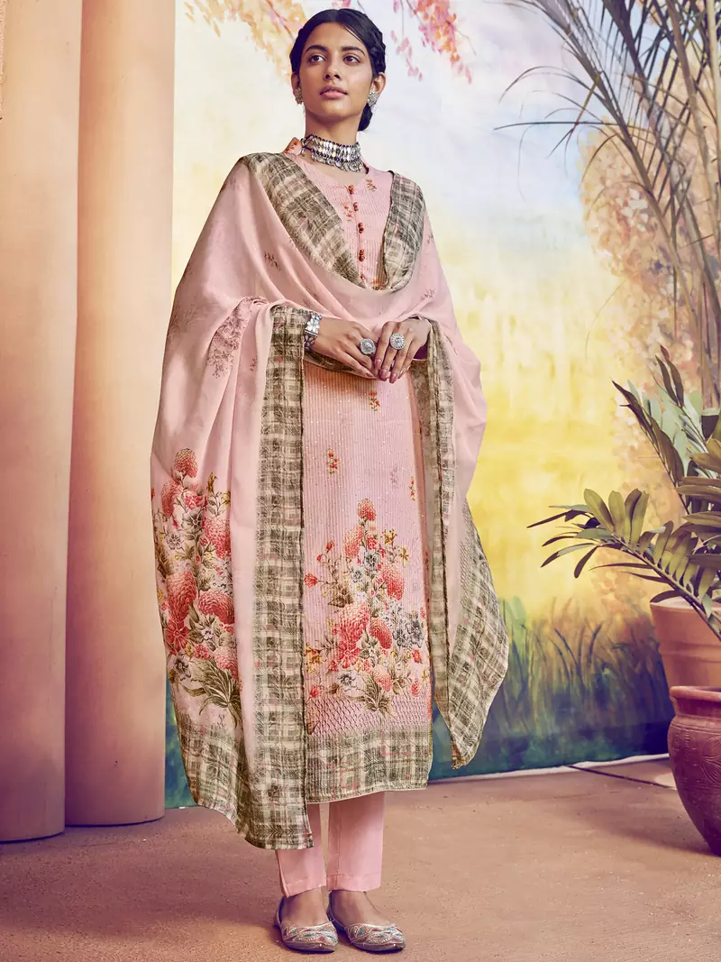 Pink embroidered art silk salwar