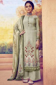 Olive embroidered art silk salwar