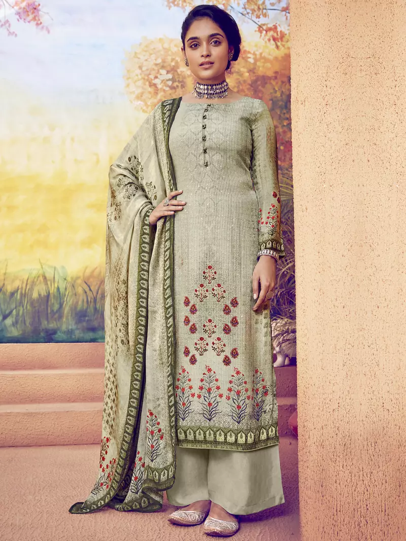 Olive embroidered art silk salwar