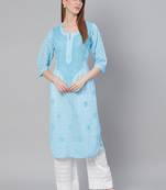 Blue Georgette embroidered stitched  kurti