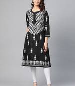 Black cotton embroidered stitched  kurti