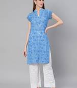 Blue Georgette embroidered stitched  kurti