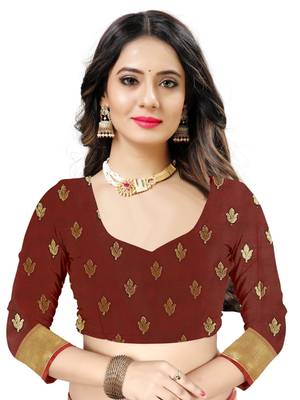 Green woven art silk saree with blouse 4