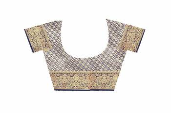 Blue woven art silk saree with blouse 3