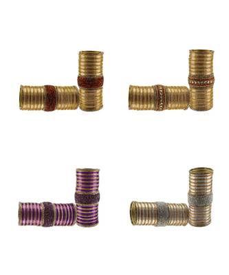 Multi Stone Stud Brass Bangle 2