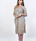 Green printed cotton kurtas-and-kurtis