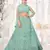 Sea-green embroidered net semi stitched lehenga