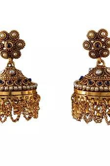 Blue gold plated antique gold Copper   Pair of Earrings