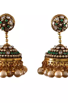 Green gold plated antique gold Copper   Pair of Earrings