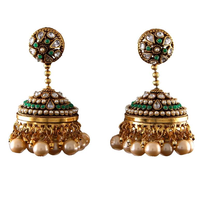 Green gold plated antique gold Copper   Pair of Earrings