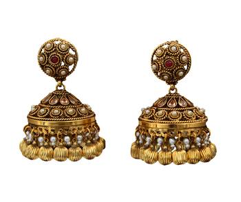 Red gold plated antique gold Copper   Pair of Earrings 1