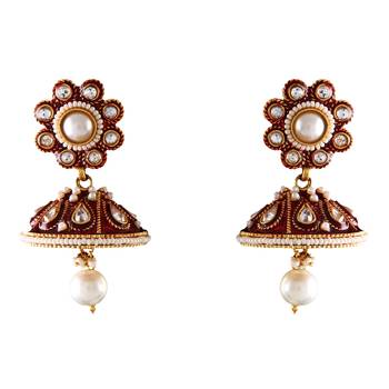 White gold plated antique gold Copper   Pair of Earrings 1
