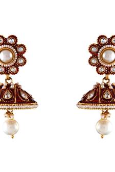 White gold plated antique gold Copper   Pair of Earrings