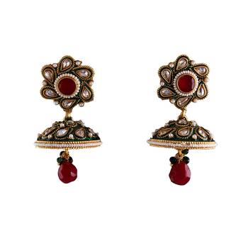 Multicolor gold plated antique gold Copper   Pair of Earrings 1