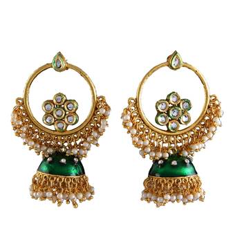 Green gold plated antique gold Copper   Pair of Earrings 1