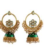 Green gold plated antique gold Copper   Pair of Earrings