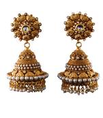 White gold plated antique gold Copper   Pair of Earrings