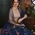 Navy blue Thread embroidered art silk semi stitched Bridal lehenga