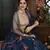 Navy blue Thread embroidered art silk semi stitched Bridal lehenga