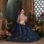 Navy blue Thread embroidered art silk semi stitched Bridal lehenga