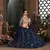 Navy blue Thread embroidered art silk semi stitched Bridal lehenga