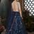 Navy blue Thread embroidered art silk semi stitched Bridal lehenga