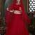 Red Thread embroidered net semi stitched Bridal lehenga