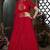Red Thread embroidered net semi stitched Bridal lehenga