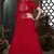 Red Thread embroidered net semi stitched Bridal lehenga