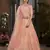 Peach Thread embroidered net semi stitched wedding lehenga