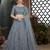 Grey Thread embroidered net semi stitched Bridal lehenga