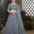 Grey Thread embroidered net semi stitched Bridal lehenga