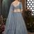 Grey Thread embroidered net semi stitched Bridal lehenga