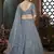 Grey Thread embroidered net semi stitched Bridal lehenga