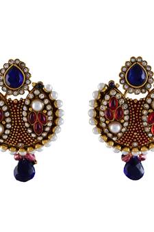 Blue gold plated antique gold Copper   Pair of Earrings
